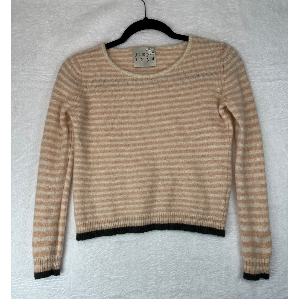 Jumper 1234 Striped Cashmere Sweater Women 2 Peach Cream Contrast Trim
